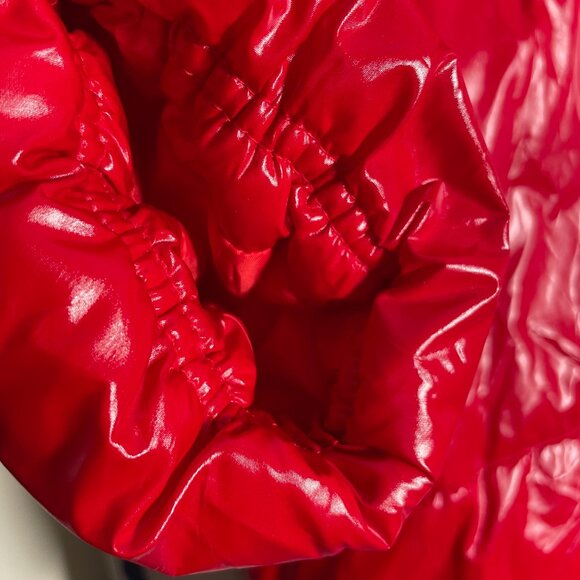 Puffer Coat Woman's XL A New Day Shinny Red Pockets EUC - Picture 7 of 9